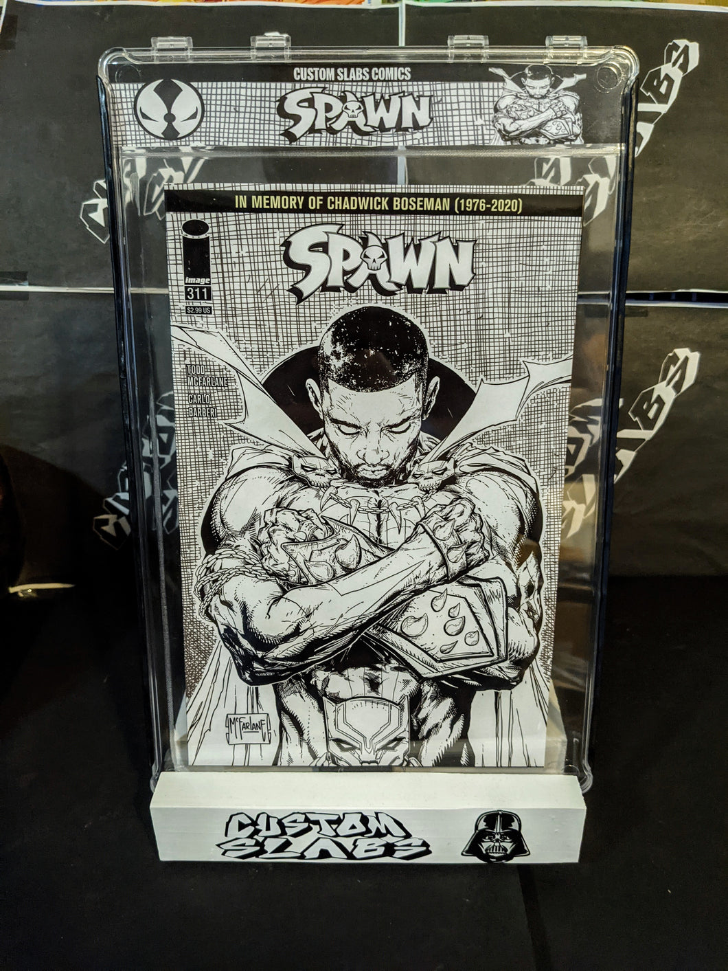 (Case and Label only)Spawn #311 D Mcfarlane B&W Custom Slab!